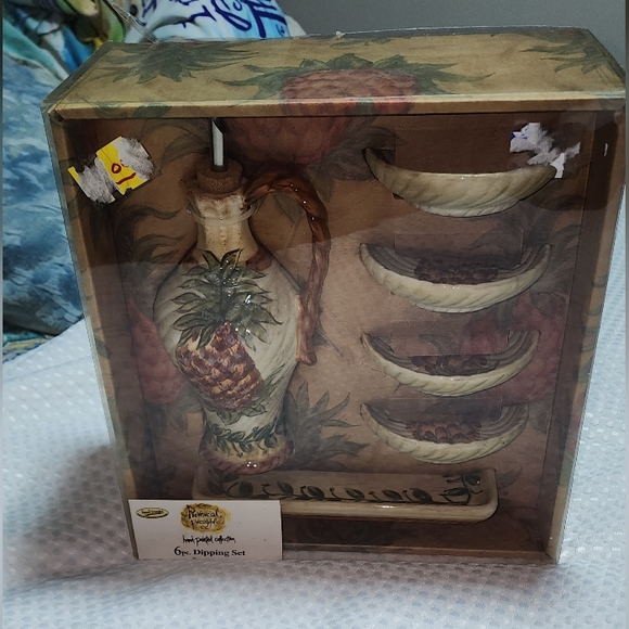 VINTAGE NWT TROPICAL PINEAPPLE 6 PC DIPPING SET - Picture 3 of 4